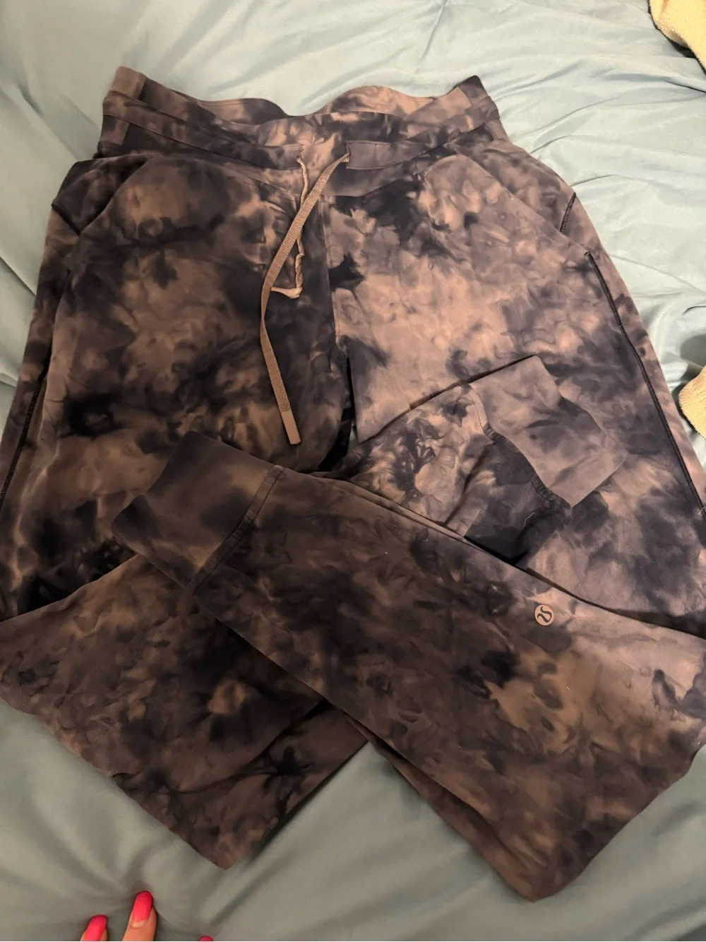 Tie-Dye Drawstring Sweatpants - Brown & Black